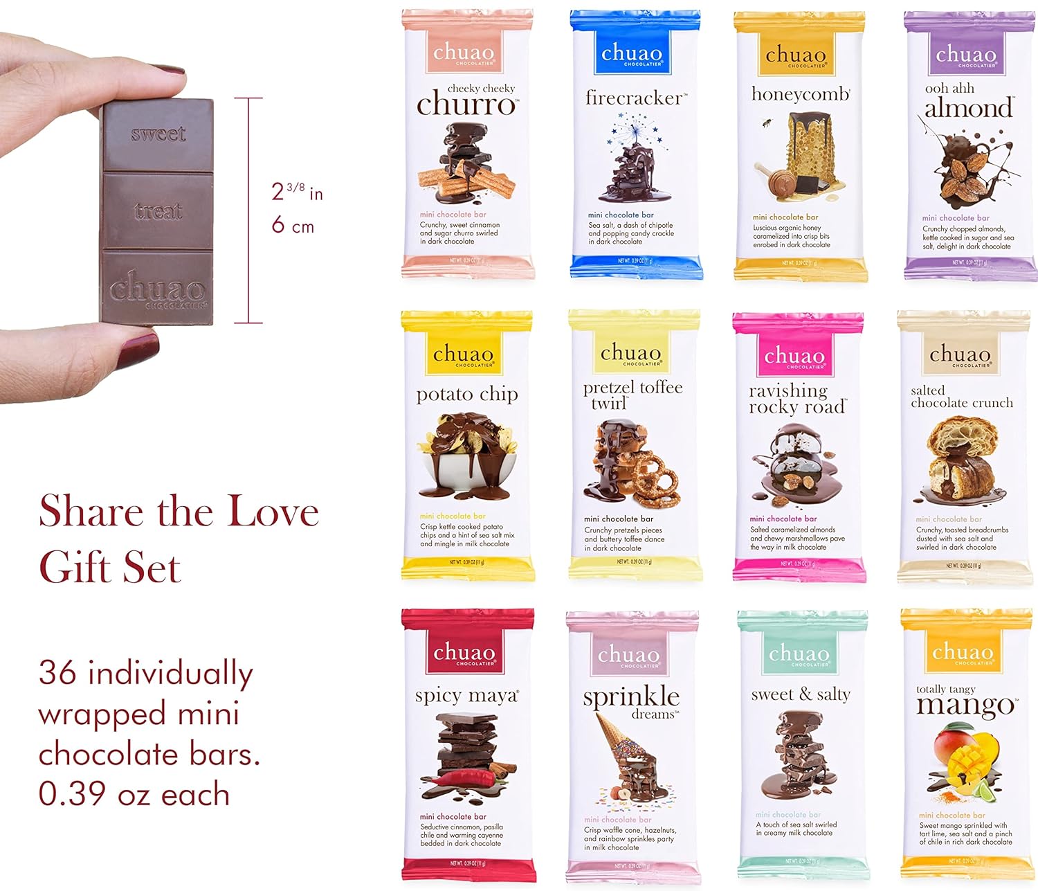 Chuao Chocolatier Share the Love Assorted Milk and Dark Mini Gourmet Chocolate Bars Gift B
